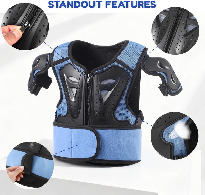 yeesport Youth Chest Protector Motocross Armor, Kids Dirt Bike Gear, Adjustable Youth Motorcycle Jacket with Elbow & Knee Pads for Cycling, Skating, Scooter Riding - Image 4